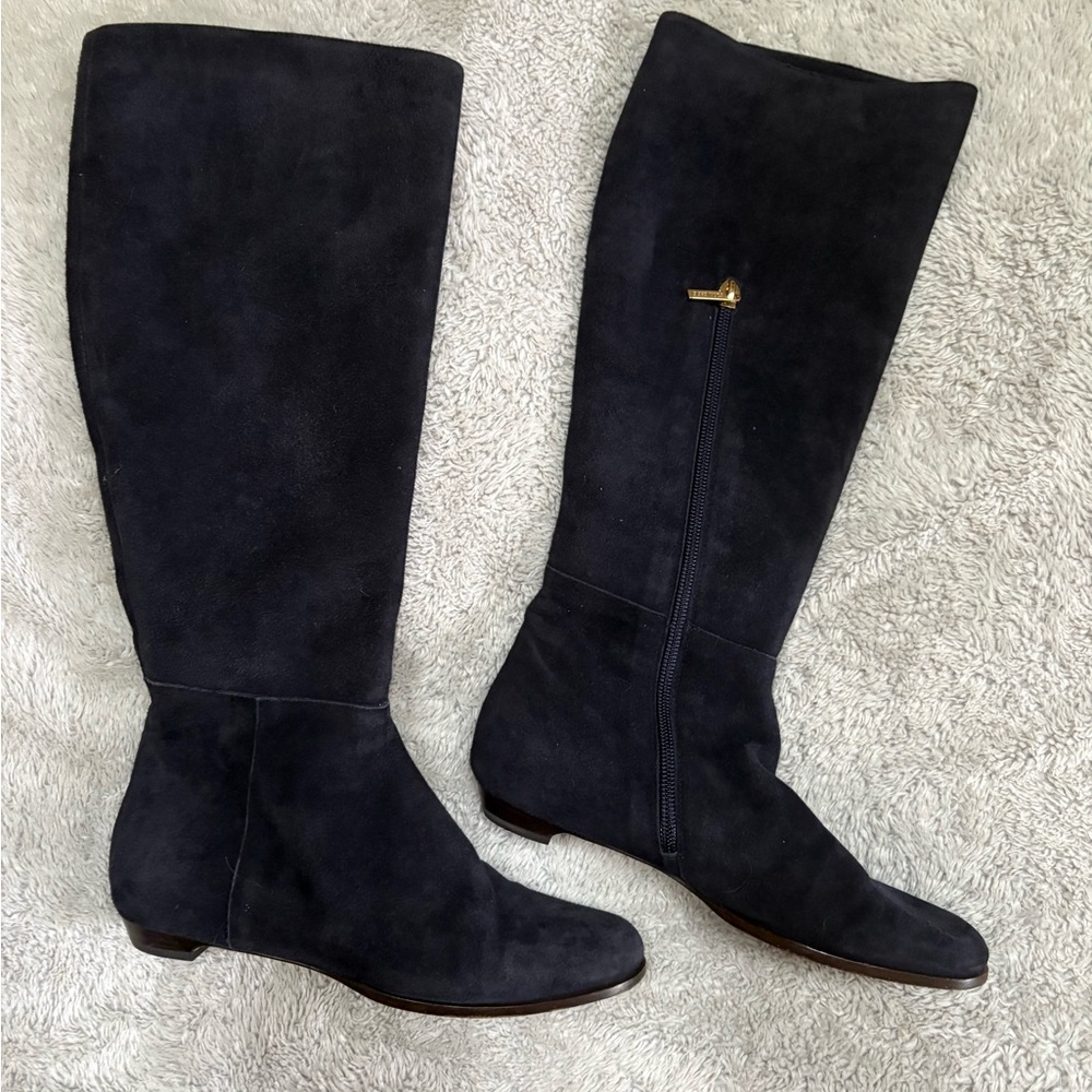 Jimmy Choo Dark Blue Over the Knee Boots - Picture 2 of 13